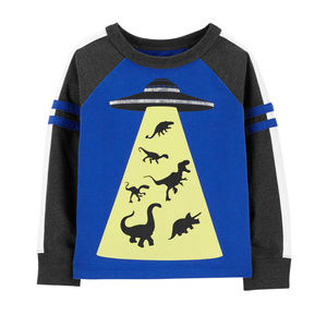 NWT OshKosh Alien Dinosaur Glow in the Dark Tee 2T